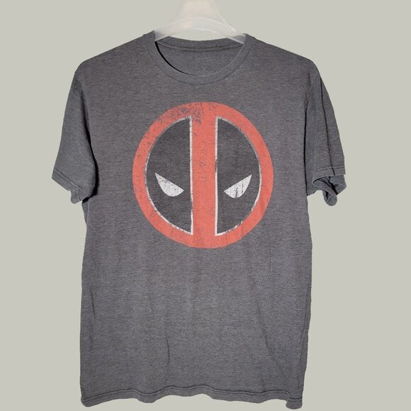 Deadpool Logo T shirt Marvel Comics Gray Short Sleeve Size XL - Picture 1 of 3